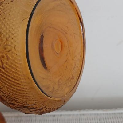 Pair of Vintage Amber Glass Decanters