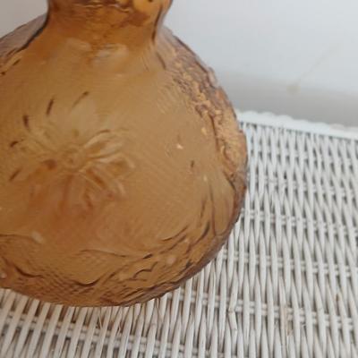 Pair of Vintage Amber Glass Decanters