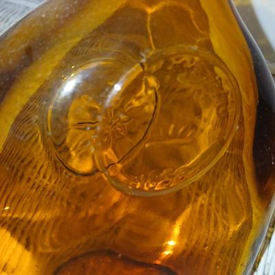 Pair of Vintage Amber Glass Decanters