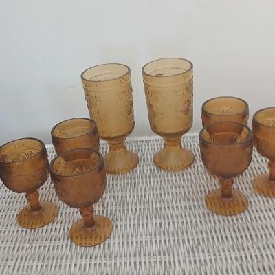 Tierra Amber Glass Goblet & Tumbler Set – 8 Pieces