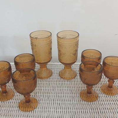 Tierra Amber Glass Goblet & Tumbler Set – 8 Pieces