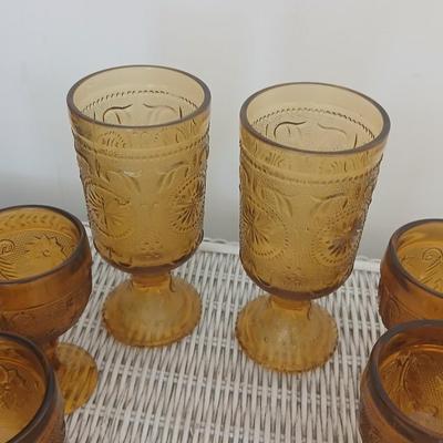 Tierra Amber Glass Goblet & Tumbler Set – 8 Pieces