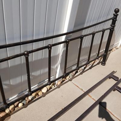King sized headboard with two metal bed frames