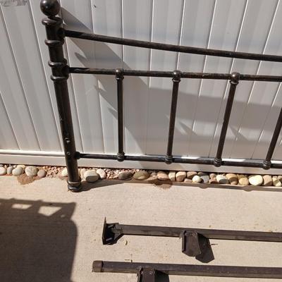 King sized headboard with two metal bed frames