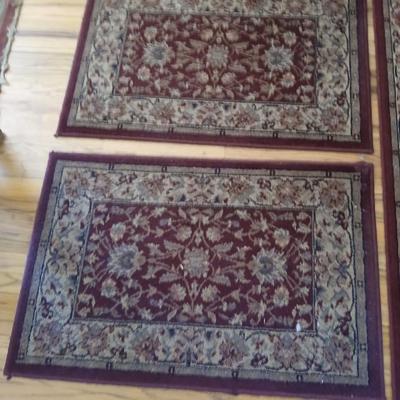 Set of 3 Matching Shaw Living Accent Rugs – Red & Beige Floral Pattern