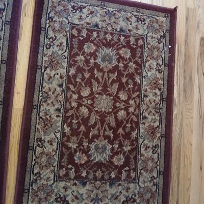 Set of 3 Matching Shaw Living Accent Rugs – Red & Beige Floral Pattern