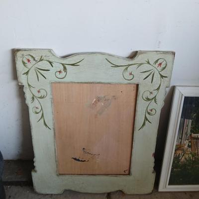 Two rolls of landscape fabric, ceramic pot, wooden frame and more