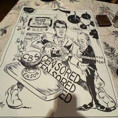 1977 Elvis satire poster "Elvis on TV in the 50's" - New old stock - Original never hung