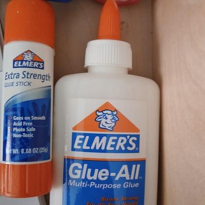 Office drawer - with Oak desk top organizer - white board, calculator, writing utensils, glue and more