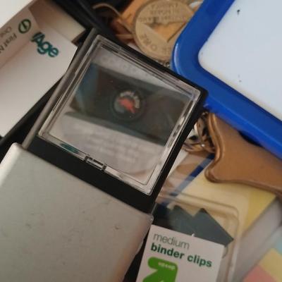 Office drawer - with Oak desk top organizer - white board, calculator, writing utensils, glue and more