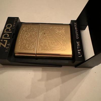 ZIPPO 1995 Camel 22kt luster etch brass lighter - new old stock -