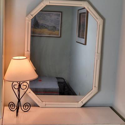 LOT 3B: Bassett White Three Drawer Vanity with Lamp
