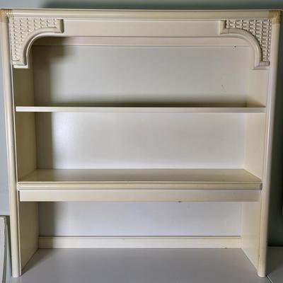 LOT 4B: Bassett Four Drawer White Desk with Top Shelving and Chair Included