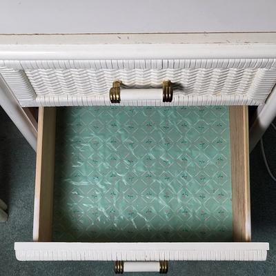 LOT 4B: Bassett Four Drawer White Desk with Top Shelving and Chair Included