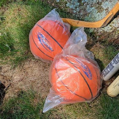 LOT 20G: Lot of Sporting Equipment Including Hockey Sticks, Baseball Bats and More