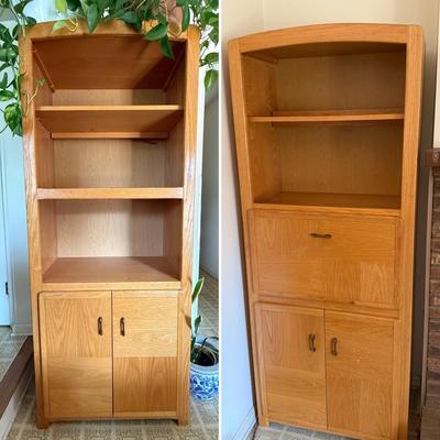 LOT 43F: Two Shelving Units w/ Storage - one w/ Drop Front Desk
