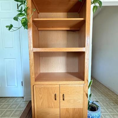 LOT 43F: Two Shelving Units w/ Storage - one w/ Drop Front Desk