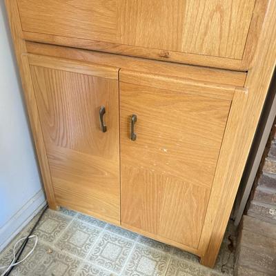 LOT 43F: Two Shelving Units w/ Storage - one w/ Drop Front Desk