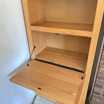 LOT 43F: Two Shelving Units w/ Storage - one w/ Drop Front Desk