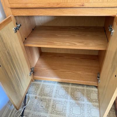 LOT 43F: Two Shelving Units w/ Storage - one w/ Drop Front Desk