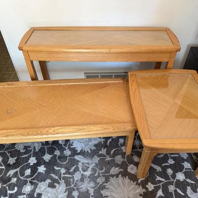 LOT 47F: Vintage Table Trio: Matching Coffee, Console & End Tables