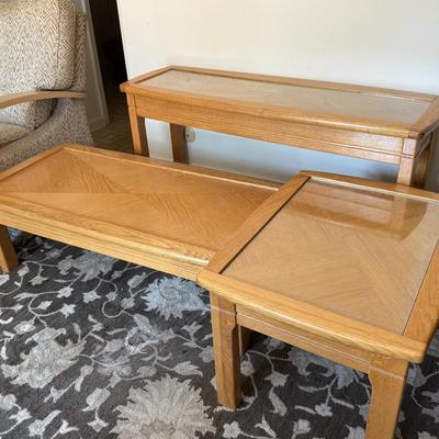 LOT 47F: Vintage Table Trio: Matching Coffee, Console & End Tables