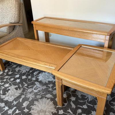 LOT 47F: Vintage Table Trio: Matching Coffee, Console & End Tables