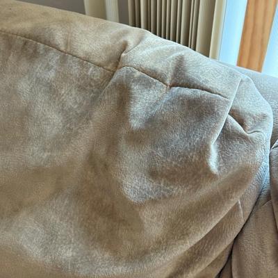 LOT 48F: Pair of Loveseats w/ Decorative Pillows & Rolling Ottoman