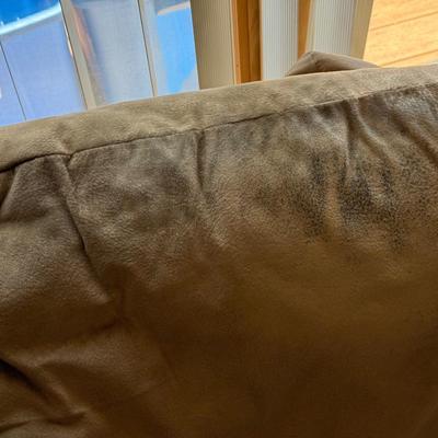LOT 48F: Pair of Loveseats w/ Decorative Pillows & Rolling Ottoman