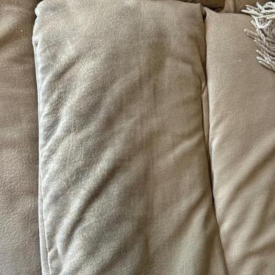 LOT 48F: Pair of Loveseats w/ Decorative Pillows & Rolling Ottoman