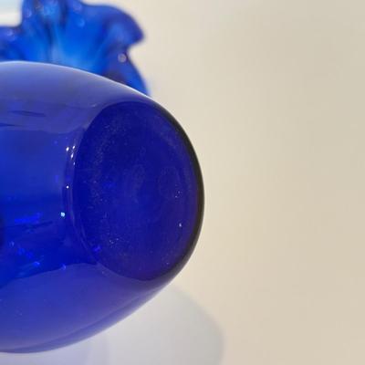 LOT 50F: Cobalt Blue Glass Flowers & Small Vase
