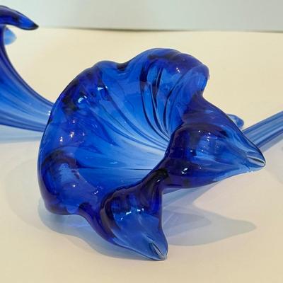 LOT 50F: Cobalt Blue Glass Flowers & Small Vase