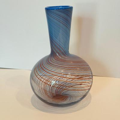 LOT 51F: Dansk International 1970s Mezza Filigrana Swirl Art Glass Bud Vase & Robert Held Art Glass Heart & Paperweight