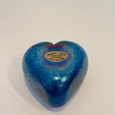 LOT 51F: Dansk International 1970s Mezza Filigrana Swirl Art Glass Bud Vase & Robert Held Art Glass Heart & Paperweight