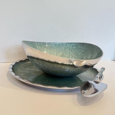 LOT 52F: Vintage Teal & Chrome Serving Set