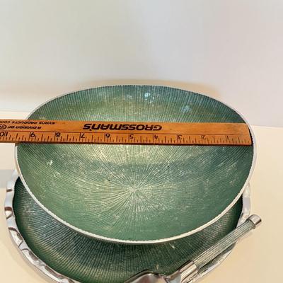 LOT 52F: Vintage Teal & Chrome Serving Set