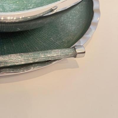 LOT 52F: Vintage Teal & Chrome Serving Set