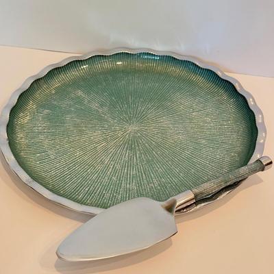 LOT 52F: Vintage Teal & Chrome Serving Set