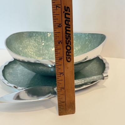 LOT 52F: Vintage Teal & Chrome Serving Set