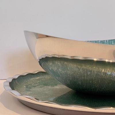 LOT 52F: Vintage Teal & Chrome Serving Set