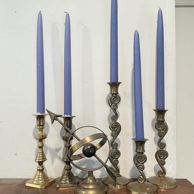 LOT 56F: Brass Candlestick Holders & Decor