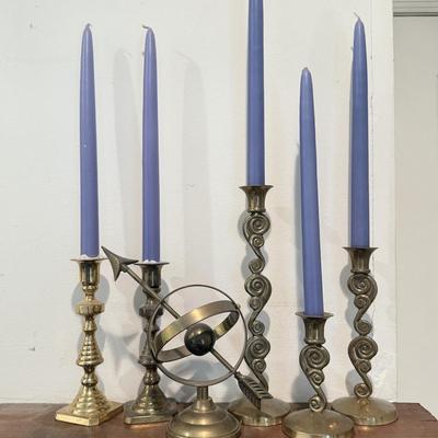 LOT 56F: Brass Candlestick Holders & Decor