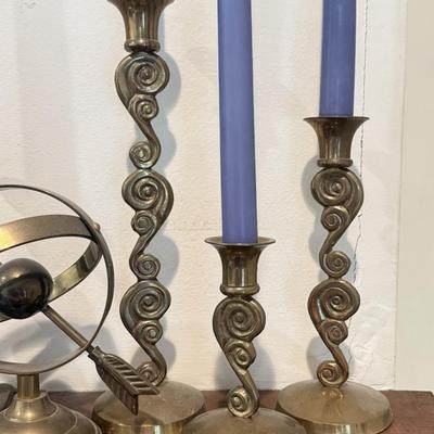 LOT 56F: Brass Candlestick Holders & Decor