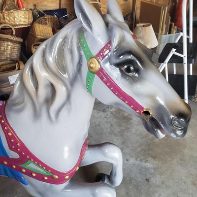 LOT 61G: Vintage Carousel Horse with Brass Pole