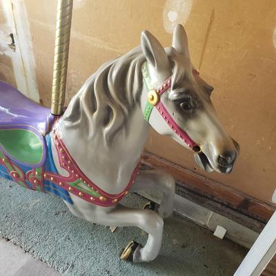 LOT 61G: Vintage Carousel Horse with Brass Pole