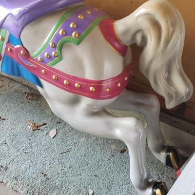 LOT 61G: Vintage Carousel Horse with Brass Pole