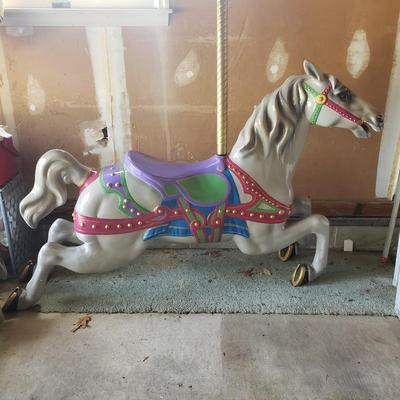 LOT 61G: Vintage Carousel Horse with Brass Pole