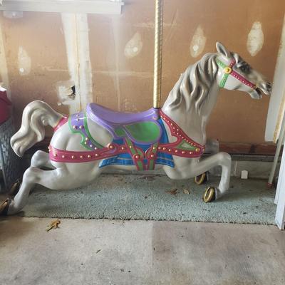 LOT 61G: Vintage Carousel Horse with Brass Pole