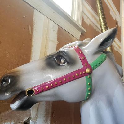 LOT 61G: Vintage Carousel Horse with Brass Pole
