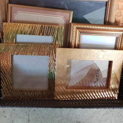 LOT 65G: Large Assortment of Beautiful Decorative Frames; Brass, Wood, and Metal in Baskets